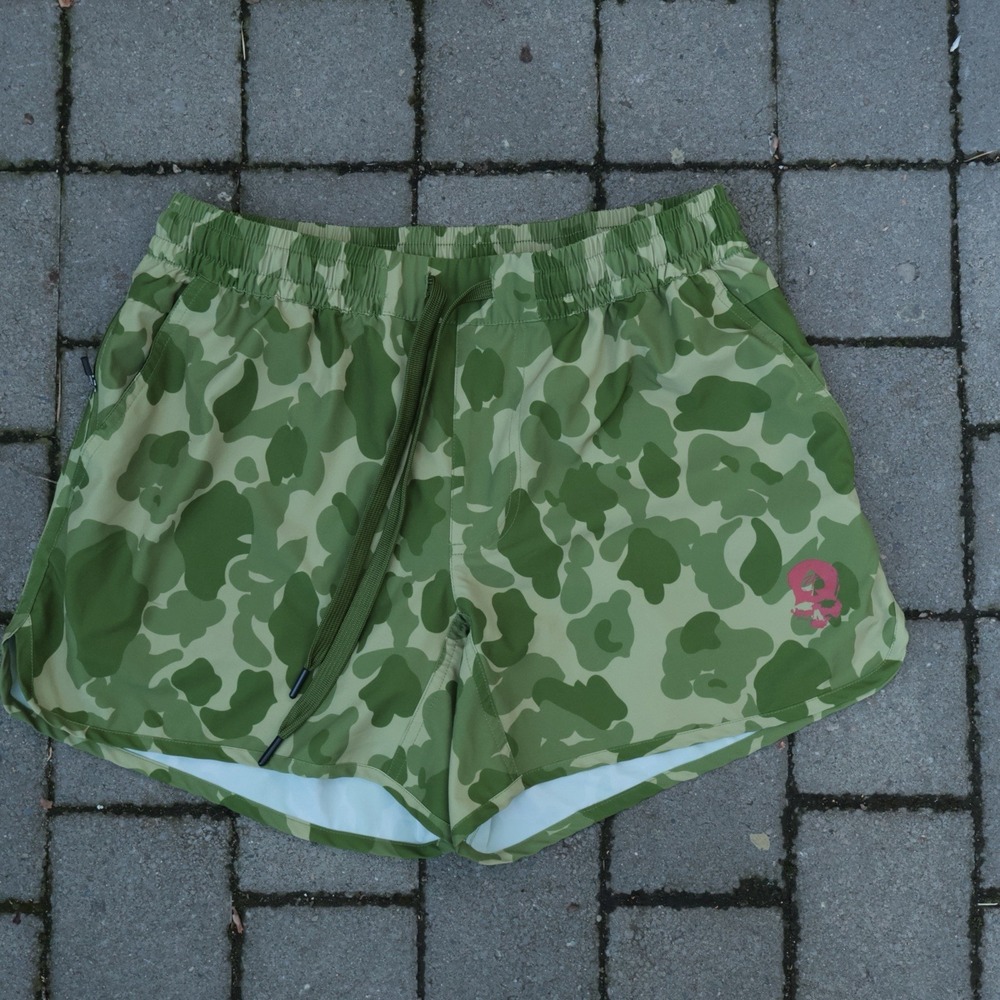 Zero Foxtrot Shorts 5" Mens Medium Woodland Camo Running Gym Performance Unlined